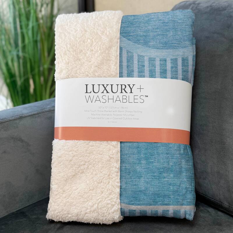 Premium Machine Washable Casual Contemporary Sherpa Throw Blanket