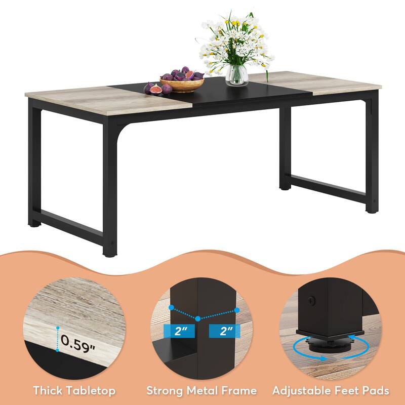 71" Modern Dining Table for 6-8, Kitchen Table for Dining Room - 70.87" L x 31.50" W x 29.53" H