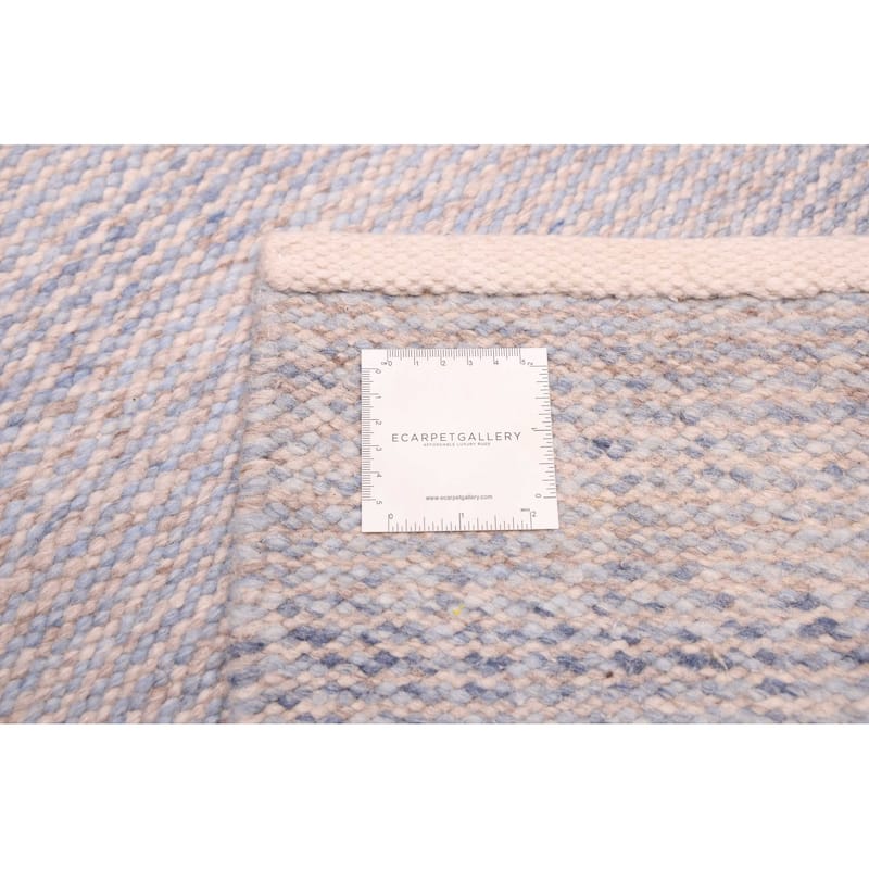 ECARPETGALLERY Flat-Weave Nevada Light Denim Blue Wool Kilim - 5'2 x 7'9