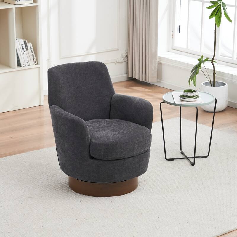 Modern Swivel Barrel Chair with Gold Stainless Steel Base