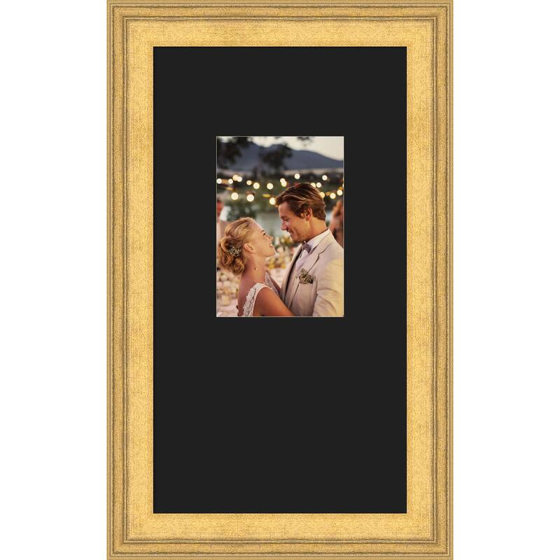 Owen Picture Frame, Photo Frame - 10x18 Matted Black 5x7 - Owen Gold