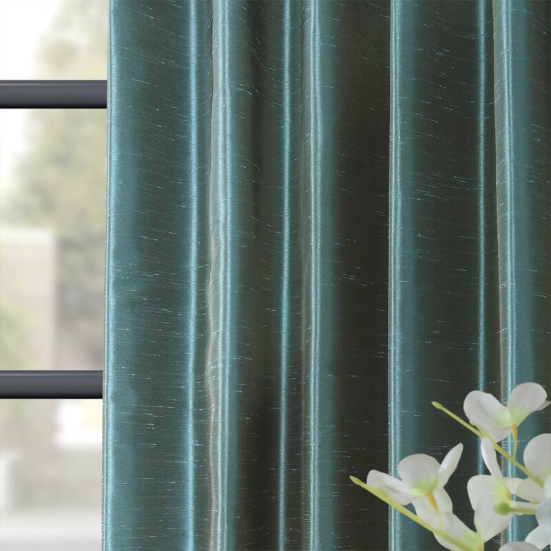 Exclusive Fabrics Blackout Textured Faux Dupioni Silk Curtains (1 Panel) - Luxurious Elegance and Superior Light Control