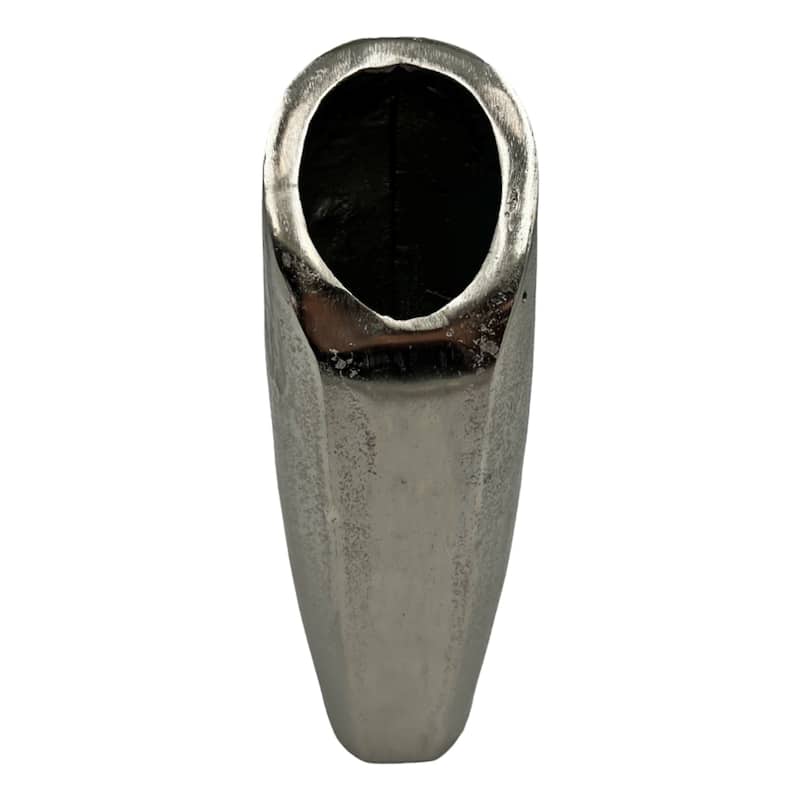 11 Inch Tall Decorative Handmade Aluminum Modern Flower Vase - Silver