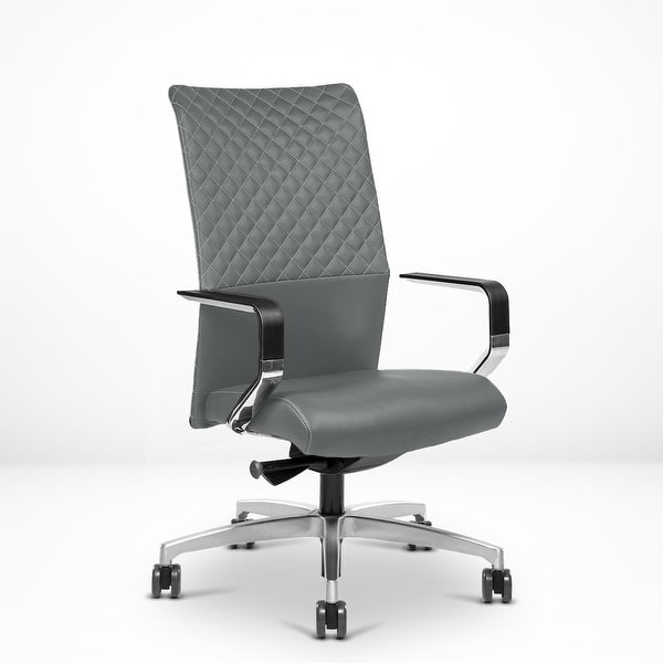 Proform Diamond Hand Stitched Executive Ergonomic Desk Chair Faux Leather And Polished Aluminum Frame Overstock 32182120