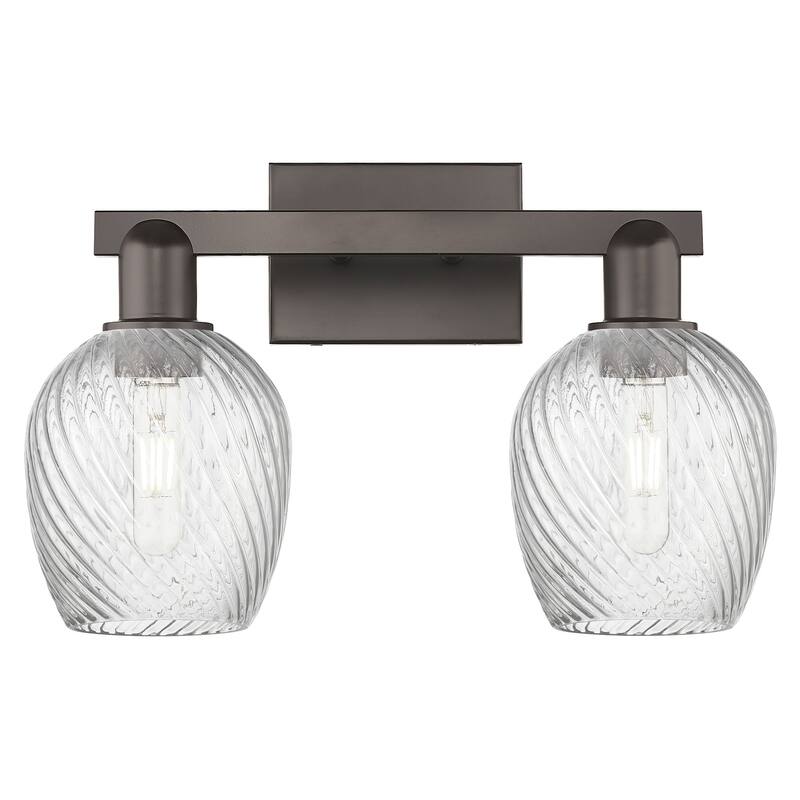 Innovations Lighting 716-2W-12-17 Salina Vanity Salina 2 Light 17" - Oil Rubbed Bronze / Clear Spiral Fluted