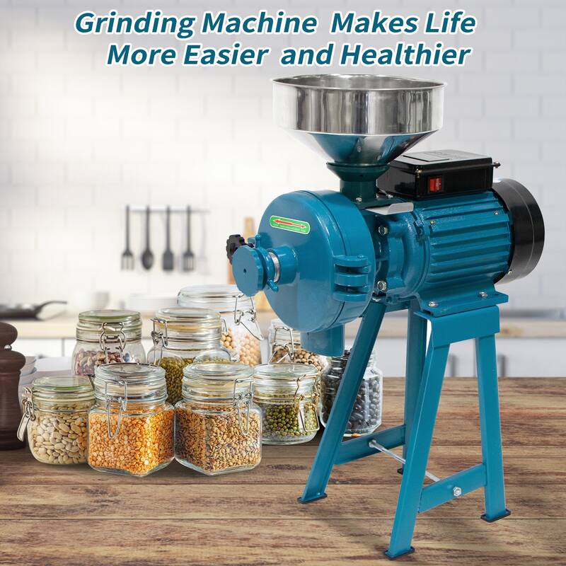 DoCred Electric Grinder Mill, Wet and Dry Cereals Grinder w/Funnel