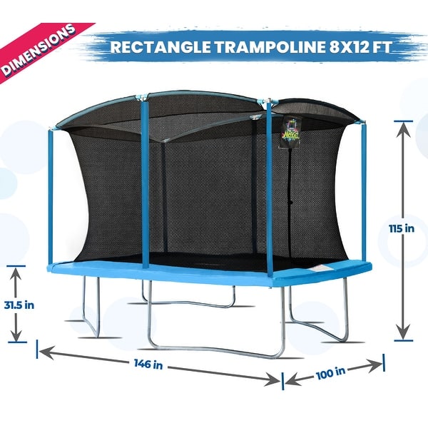 Machrus Moxie 8 x 12 FT Rectangular Outdoor Trampoline Set with Premium Safety Enclosure Gymnastics Rectangular Trampoline