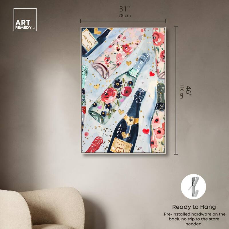 Fun Floral Champagne Canvas by Art Remedy