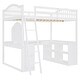preview thumbnail 6 of 16, White Wooden Full Size Loft Bed with U-shaped Desk,Solid Wood Bed with Tri-fold Mirror and Shelves