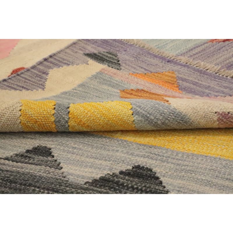 Hand Woven Oriental 100% Wool Carpet Southwestern Tribal Multi-Colored Kilim Area Rug - 9' 11'' X 8' 1''