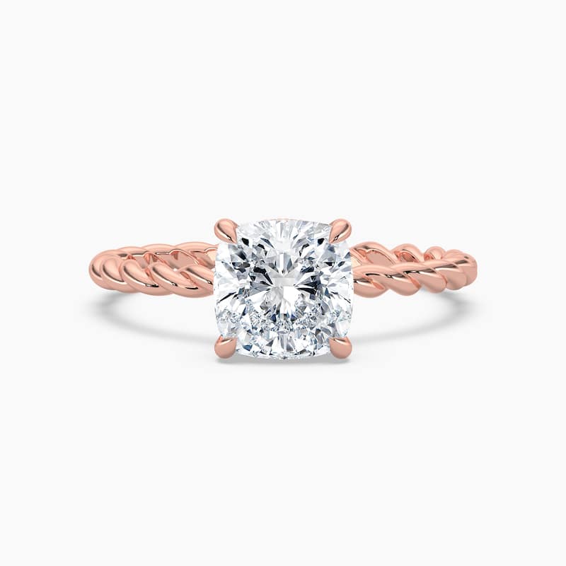 Auriya 14k Gold Lab Grown Cushion Diamond Twisted Hidden Halo Engagement Ring 1.00 to 5.00 ct. tw. (F-G, VS) - 4 - 4.00 carats - Rose