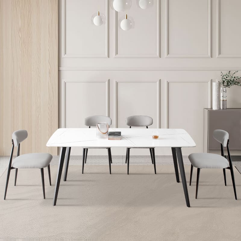 Modern Grey Curved Backrest Round Upholstered Dining Chairs Set of 2/ 4/ 6