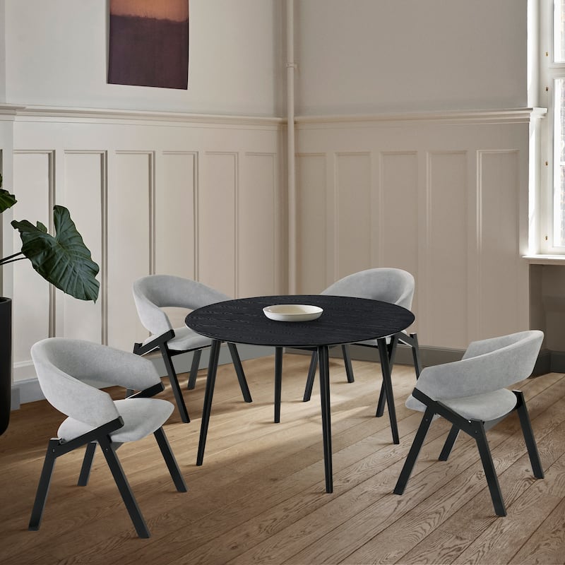 Arcadia and Talulah 48" Round Wood 5 Piece Dining Set - Grey & Black