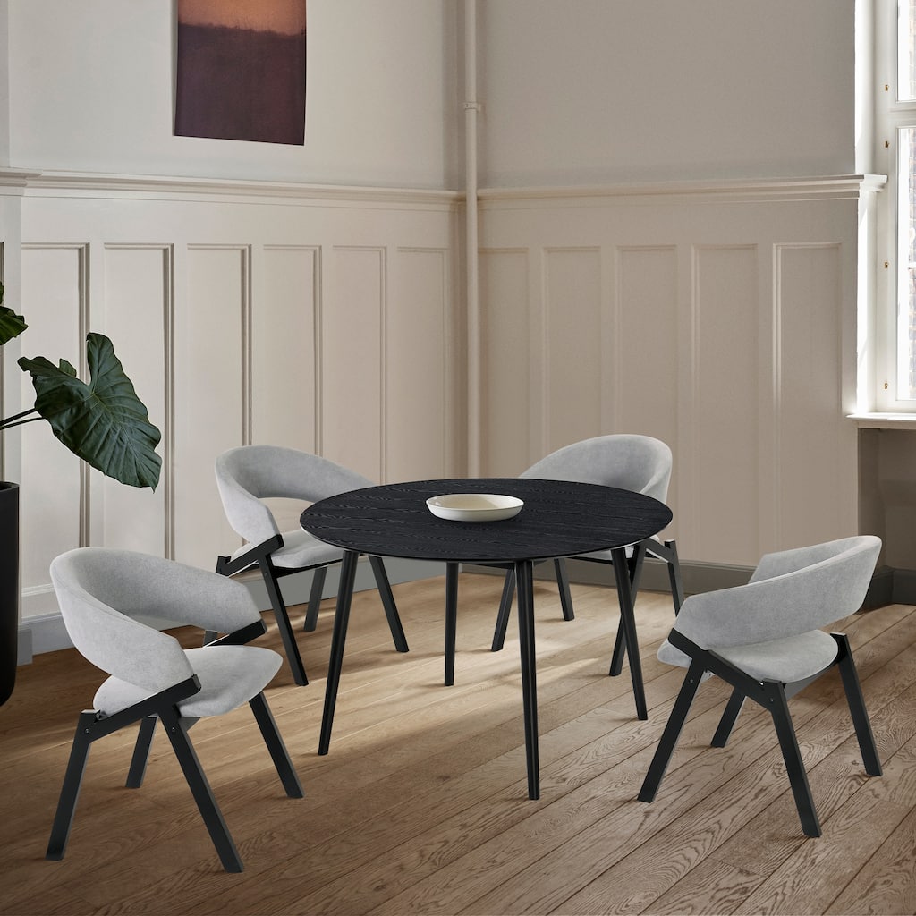 Arcadia and Talulah 48" Round Wood 5 Piece Dining Set