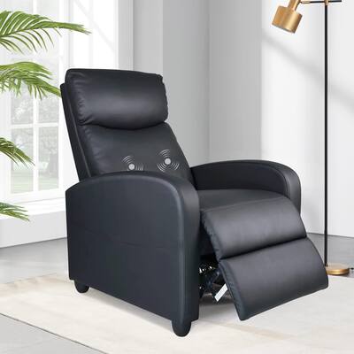 Recliner Chair, Massage Living Room Reclining Single Sofa Chair, PU Leather Home Theater Seating with Lumbar Support
