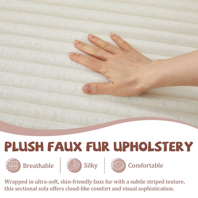 104" Upholstered L-Shaped Full Foam Sofa Couch Chaise Sofa with Pillows, No Assembly Required