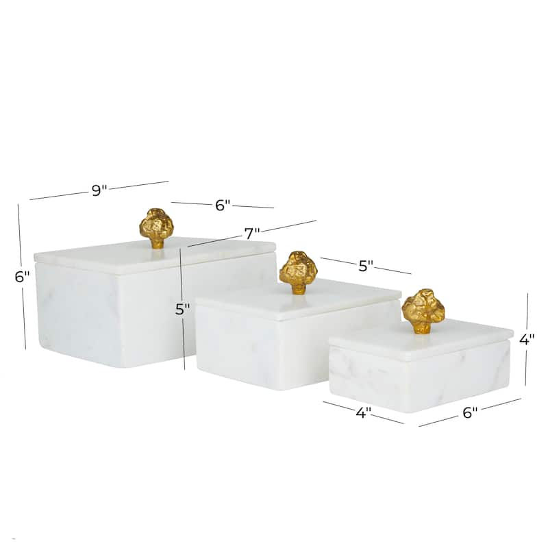 Black, Green or White Marble Box with Gold Finial (Set of 3)