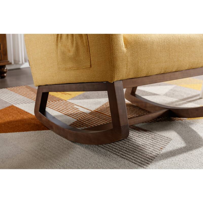 GDFStudio - Amelia Linen Upholstered Rocking Chair with Spacious Seat and Tall Back Design