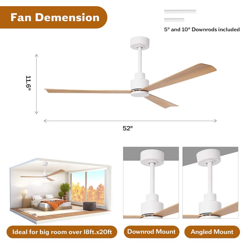 52" Matte Black Industrial Reversible DC Motor Ceiling Fan - 52" L x 52" W x 11.6" H