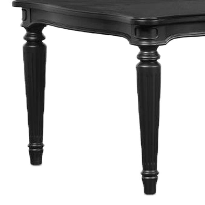 Hixe Dining Table, Black Wood, Turned Legs, Rectangular 84 Inch Top