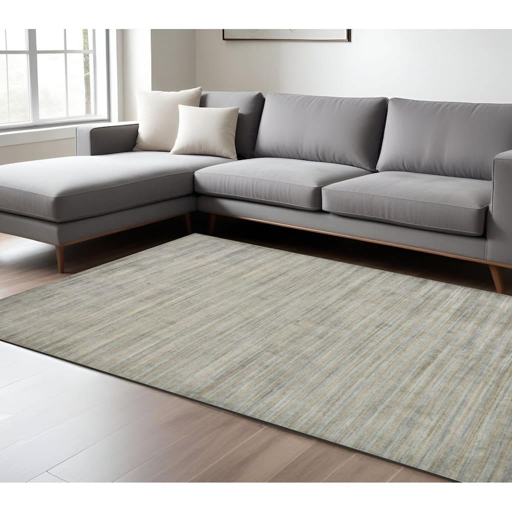 HomeRoots Striped Transitional Rectangle Area Rug