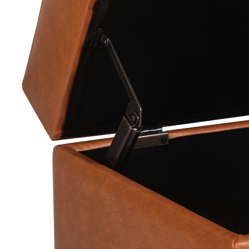 Adeco Faux Leather Storage Ottoman for Living Room