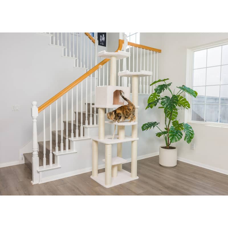 Classic Real Wood Cat Tree In Ivory, Jackson Galaxy Approved - Ivory