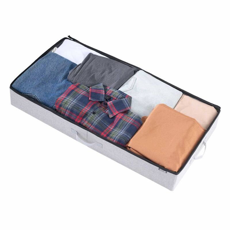 2-Pack Under Bed Storage Bins Foldable Linen Organizer with Double Zipper for Clothing or Shoes - 33.5” x 16.9” x 4.7”