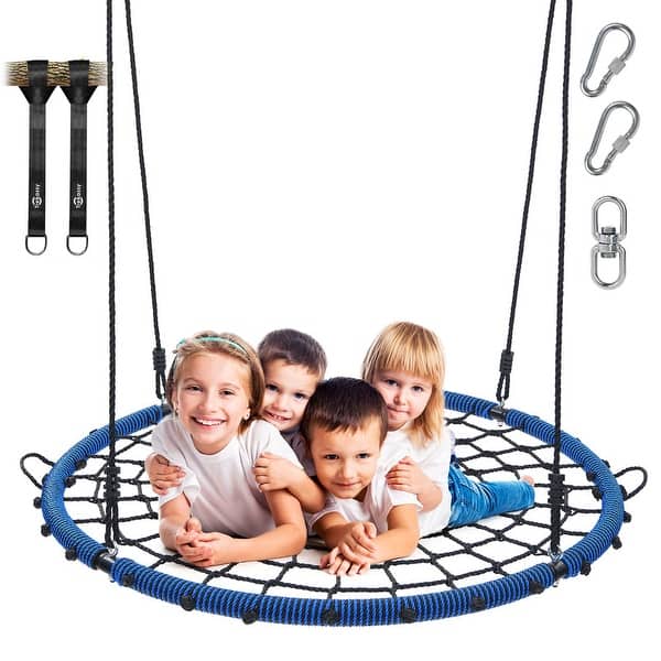slide 2 of 7, Trekassy 45'' 750lbs Spider Web Tree Swing for Kids Adults with Swivel, 2pcs Tree Hanging Straps