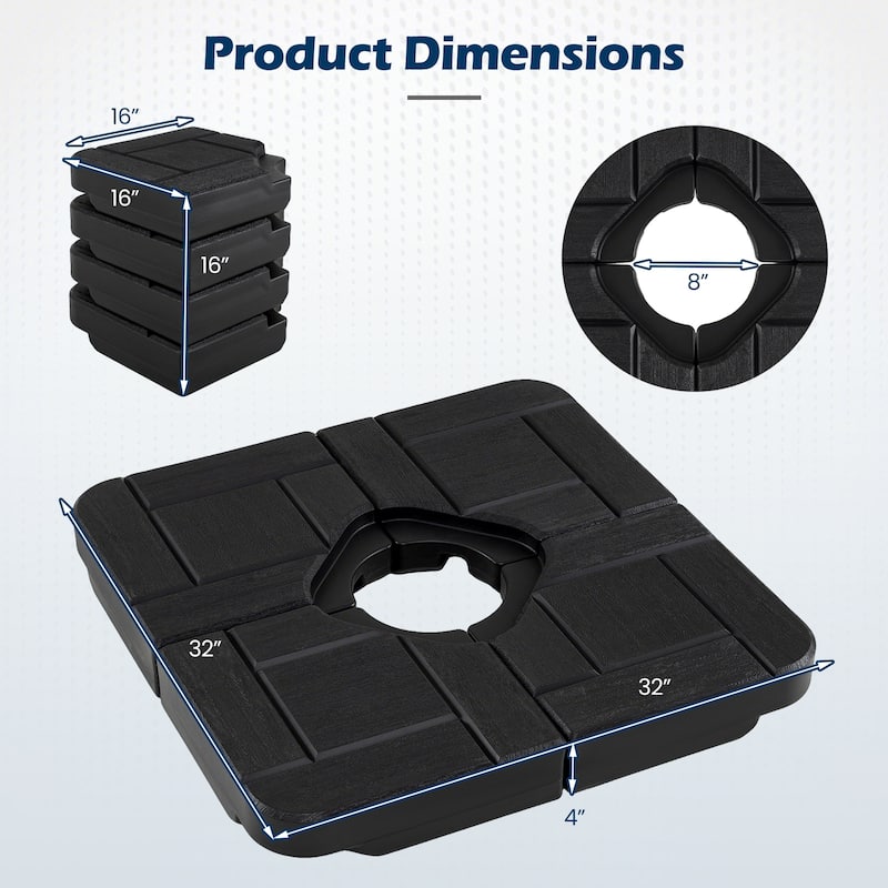 Gymax 4-Piece 188 LBS Heavy Duty Cantilever Offset Patio Umbrella Base