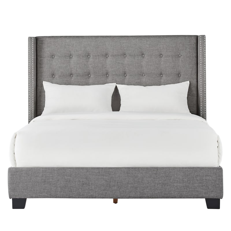 Melina Tufted Linen Wingback Platform Bed by iNSPIRE Q Bold