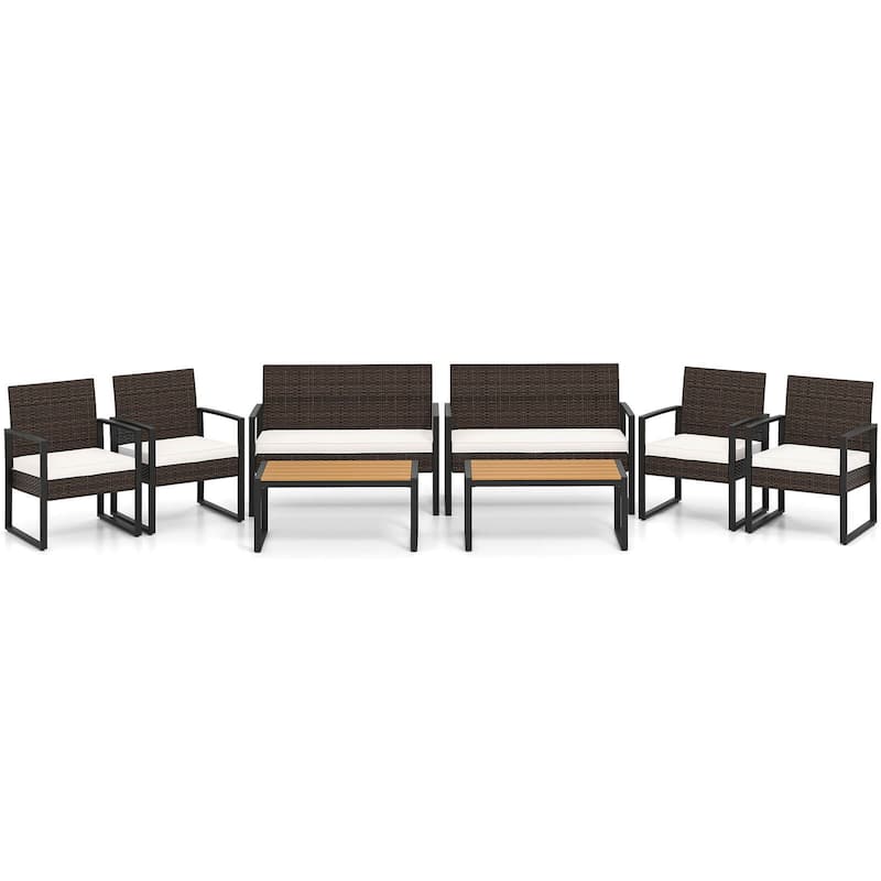 Costway 8 Piece Patio Furniture Set with Cushioned Chairs & Wood - See Details