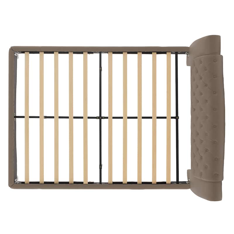 Christopher Knight Home - Modern Upholstered Platform Bed with Wood & Metal Frame with Button-Tufted Headboard