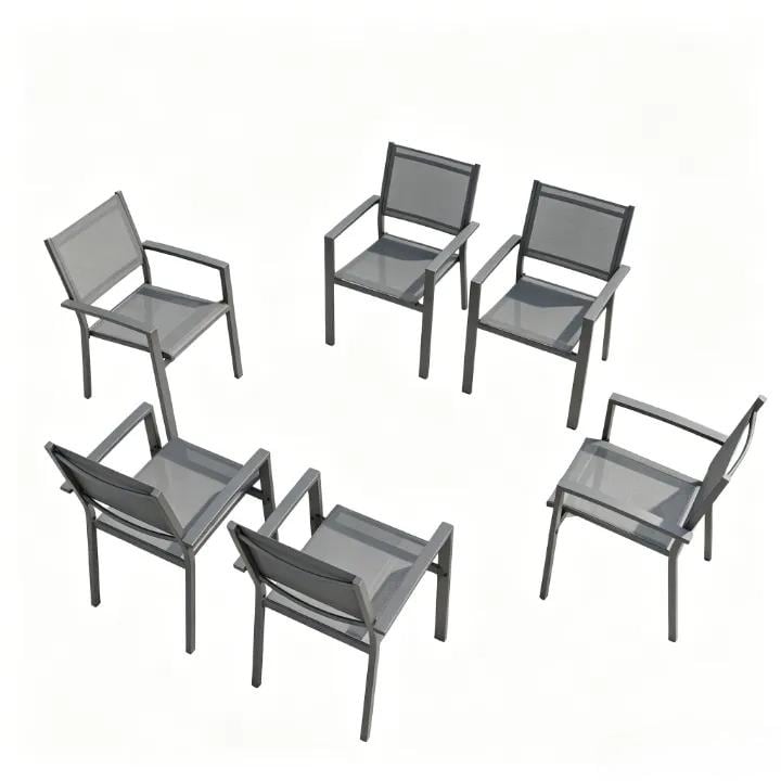 All-Weather Metal Patio Dining Chair Gray Textilene 23.8"W