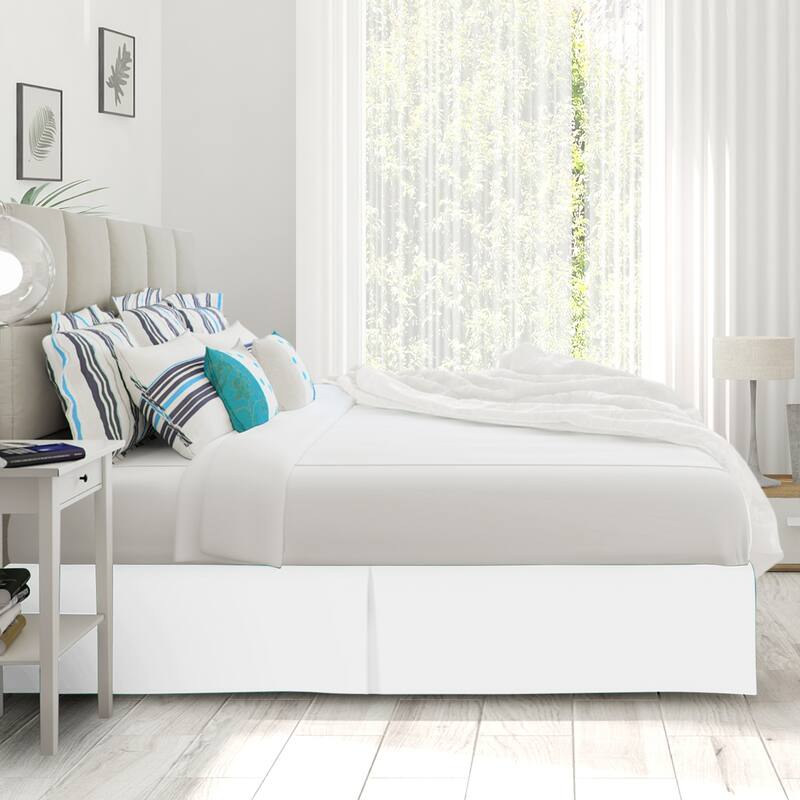Clara Clark Pleated Bed Skirt-14 inch Tailored Drop - Soft Double Brushed Premium Microfiber Ruffle Bed Skirt - Includes 8 Pins