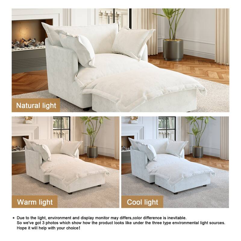 Modern Cloud Chaise Longue Accent Chair with Ottoman set