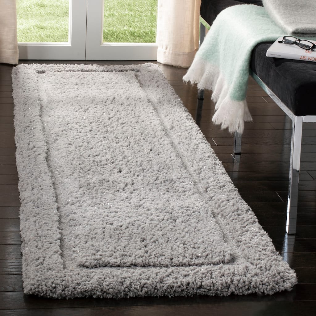 SAFAVIEH Handmade Glamour Shag Ammaria Casual Solid Polyester Rug
