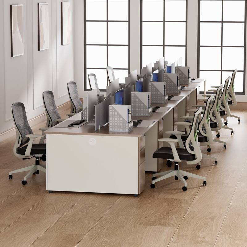 10 Person Attachable Workstation Desks with Chairs Combination