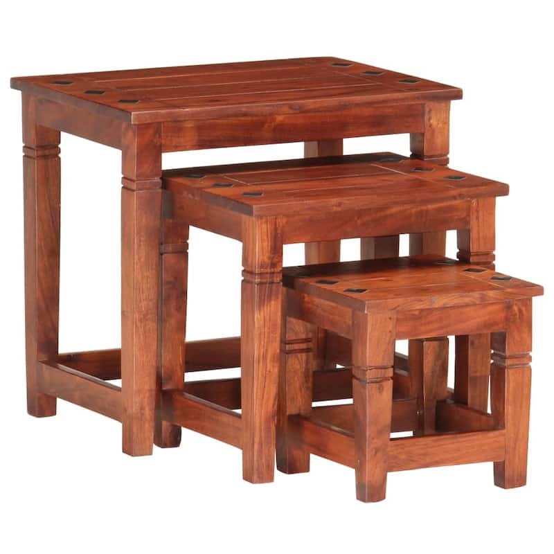 vidaXL Nesting Tables 3 pcs Solid Acacia Wood - 19.3 x 13.4 x 17.7"