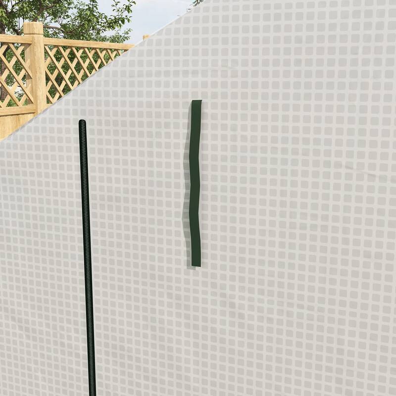 Outsunny Walk-in Greenhouse for Outdoors with Roll-up Zipper Door - White