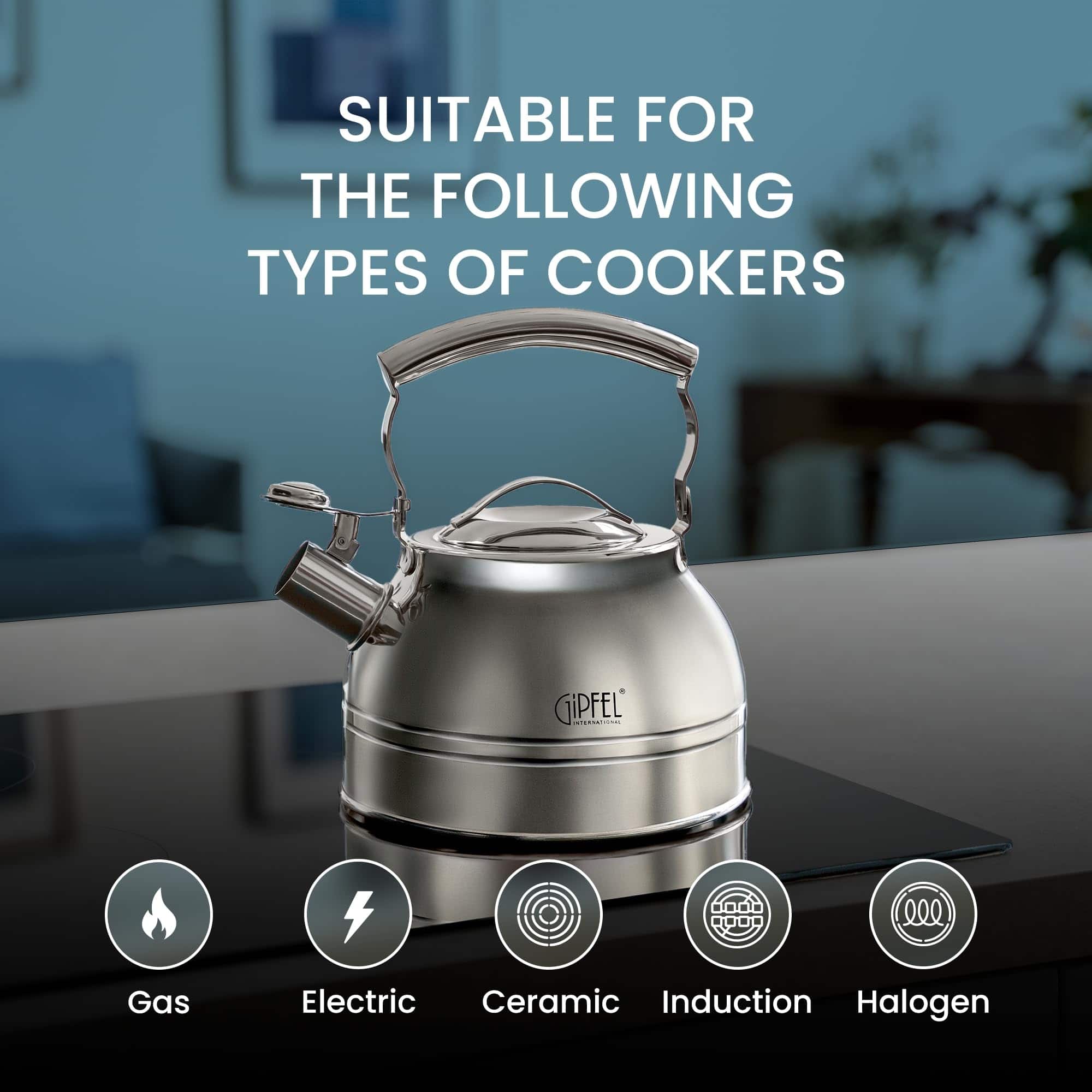 2.5l Whistling Kettle 304 Stainless Steel Large Teapot Boil Water