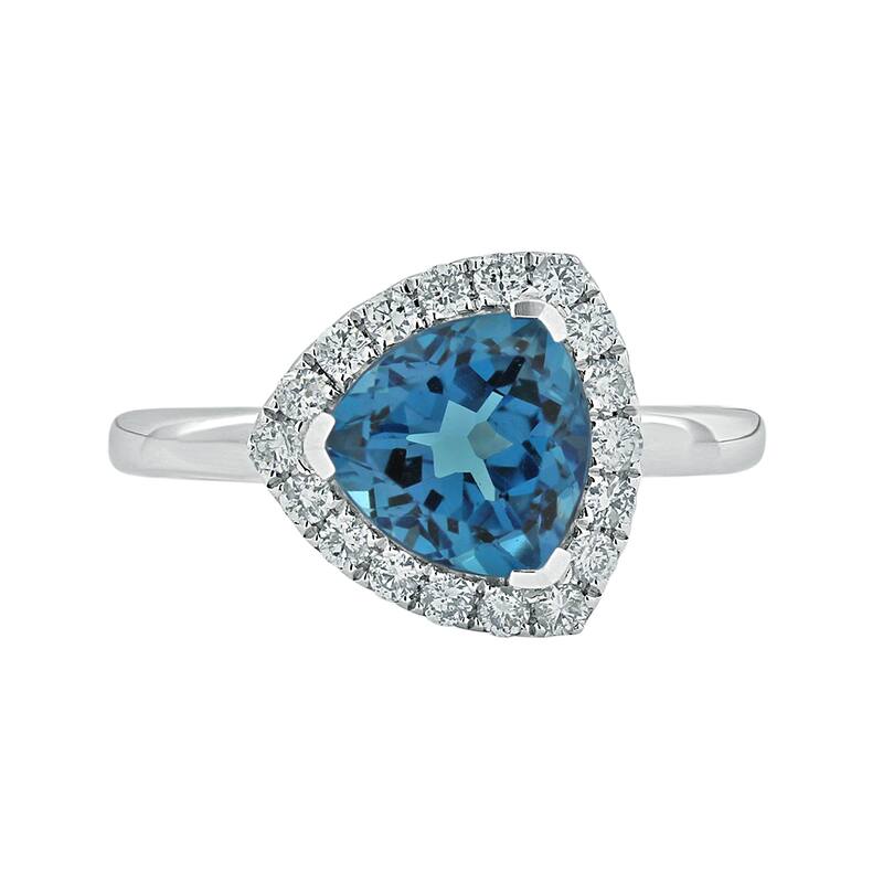 Auriya 2 1/8ct Trillion-cut Swiss Blue Topaz 1/4cttw Halo Diamond Engagement Ring 14k Gold