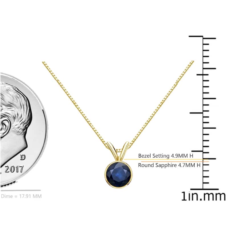 Auriya 14k Gold Bezel-set Sapphire Solitaire Necklace 1/2ctw