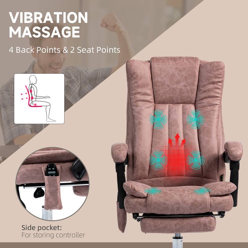 Multi-Function Adjustable Height Massage Office Chair with Heating and Swivel Base and Lumbar Support