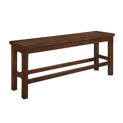 Lsy Counter Height Dining Bench, 64 Inch Dark Brown Wood Frame