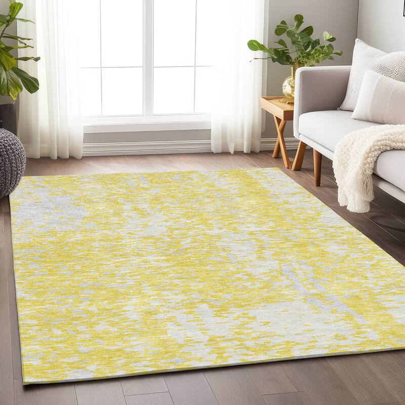 Premium Washable Super Soft Abstract Causal Mayfield Rug - Yellow - 10' x 14'
