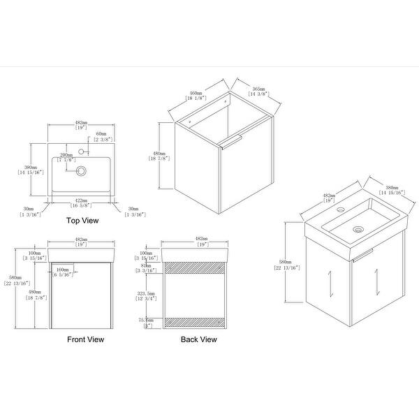 Beingnext Bathroom Vanity with Sink in 18 Inch, Single Sink Wall