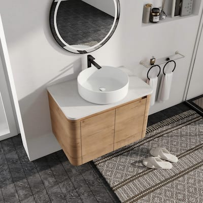 Malwee 24"/30" Floating Bathroom Vanity, Wall Mounted Bathroom Vanity with Ceramic Sink and Soft Close Door