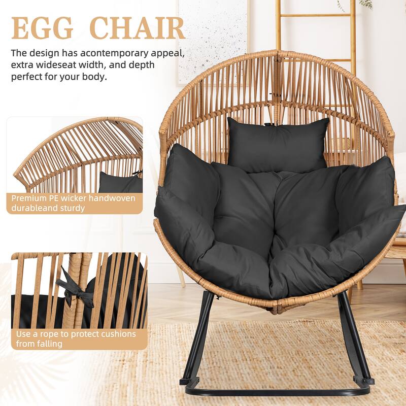 Futzca Wicker rocking egg chair (with cushions)