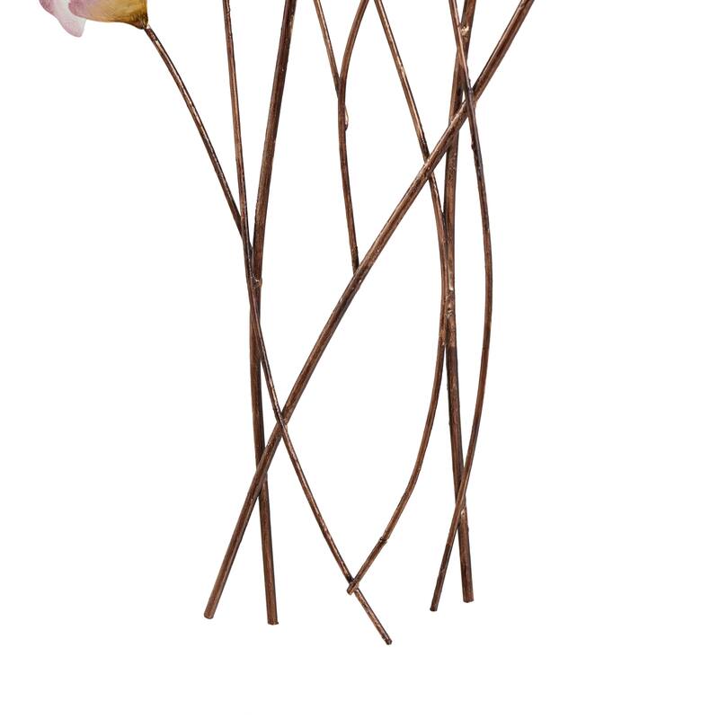 Pink Metal Floral Home Wall Decor with Copper Stems